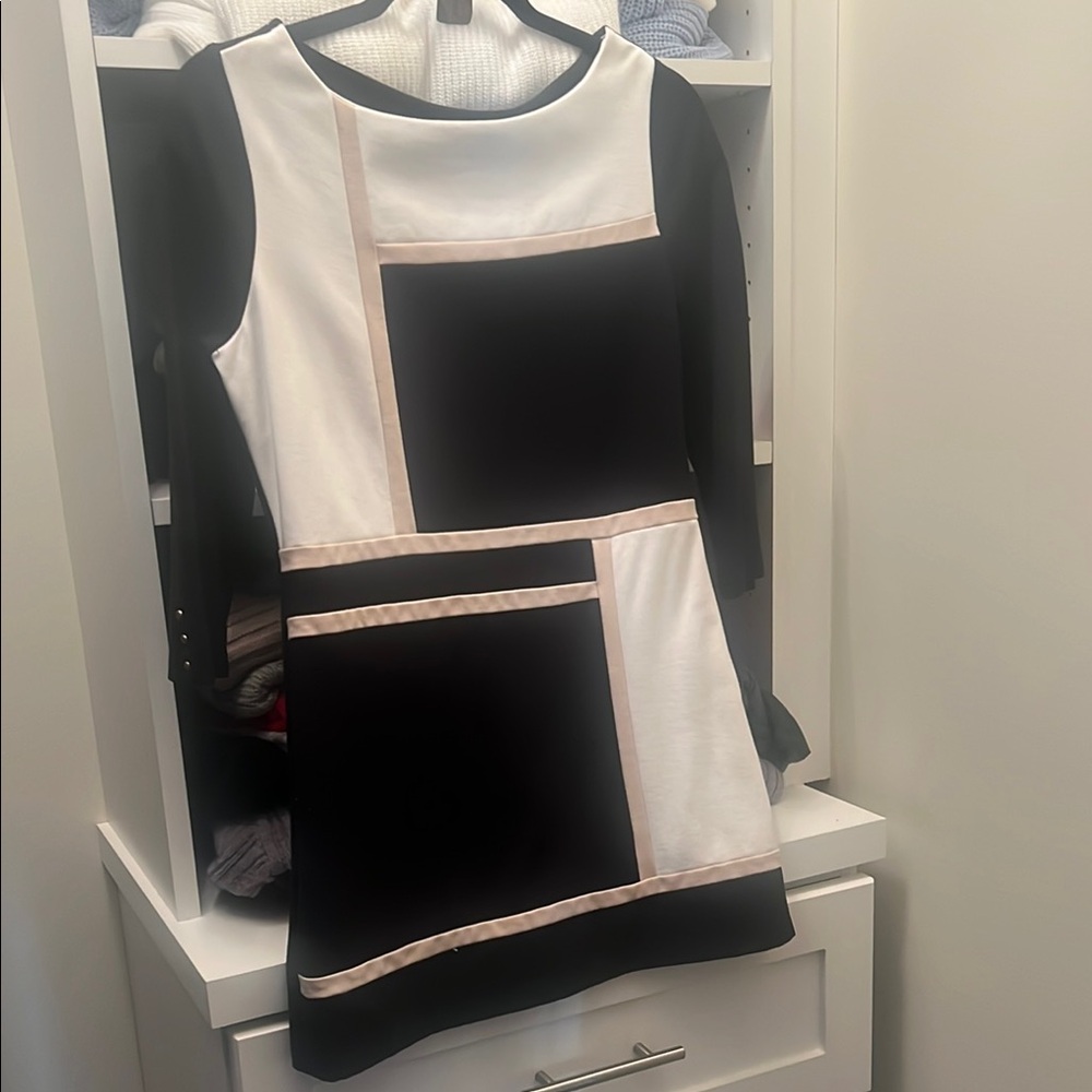 Chic Black and White Colorblock Dress